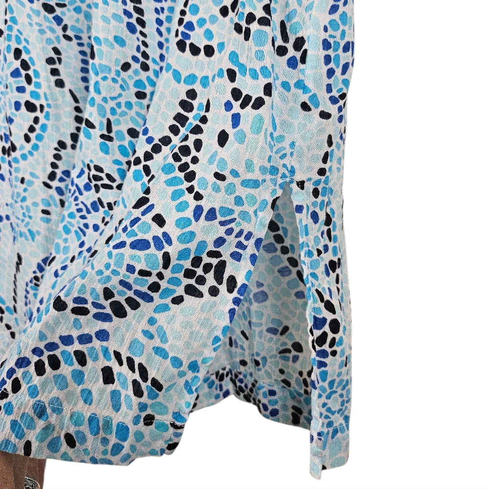 Talbots Factory Blue Mosaic Lightweight Cotton Longline Tunic Top, Size M - Picture 5 of 8